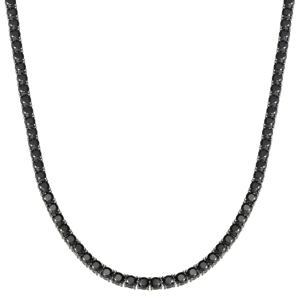 Giani Bernini Black Spinel Tennis Necklace in Ruthenium Plated 925 SS NWT✨️